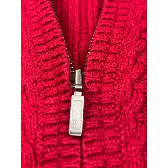 Eddie Bauer Mens XL Red Hooded Cable Knit Sweater Vest Golf Grandpa Zipp up Vest - Picture 12 of 14